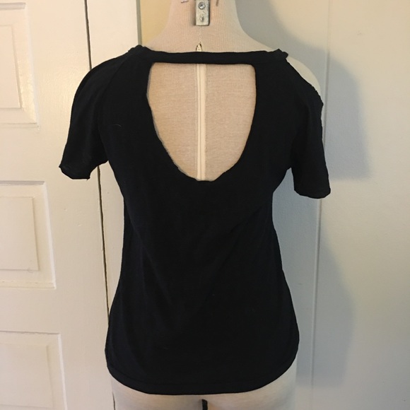Michelle by Comune Black Distressed Top XS - Picture 2 of 3